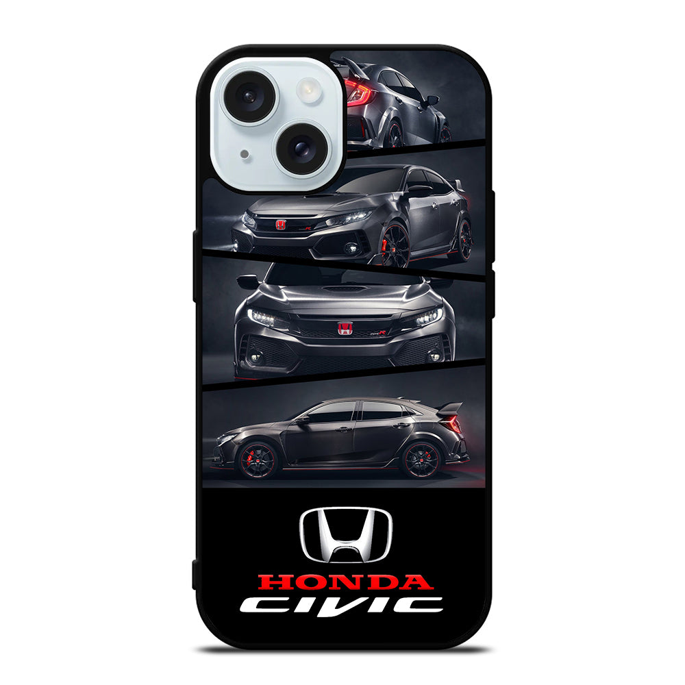 HONDA CIVIC BLACK CAR iPhone 15 Case Cover