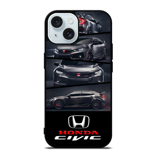 HONDA CIVIC BLACK CAR iPhone 15 Case Cover