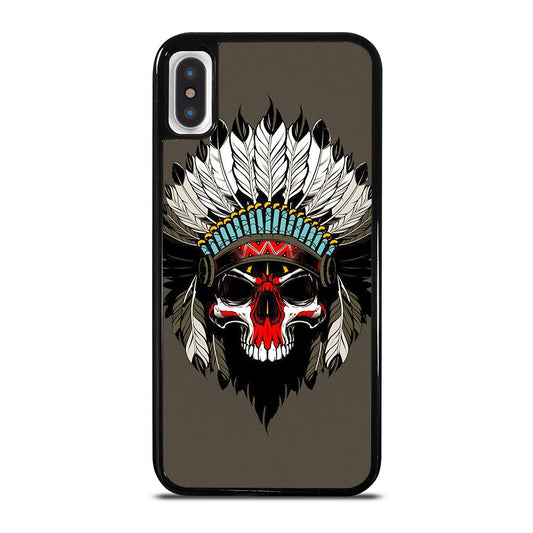 INDIAN FEATHER SKULL ART iPhone X / XS Case Cover