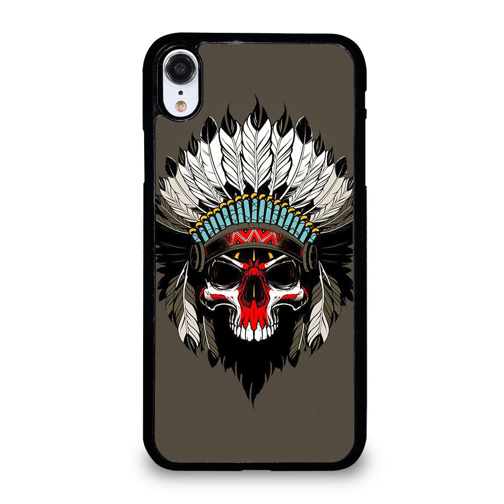 INDIAN FEATHER SKULL ART iPhone XR Case Cover