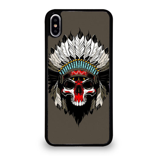 INDIAN FEATHER SKULL ART iPhone XS Max Case Cover