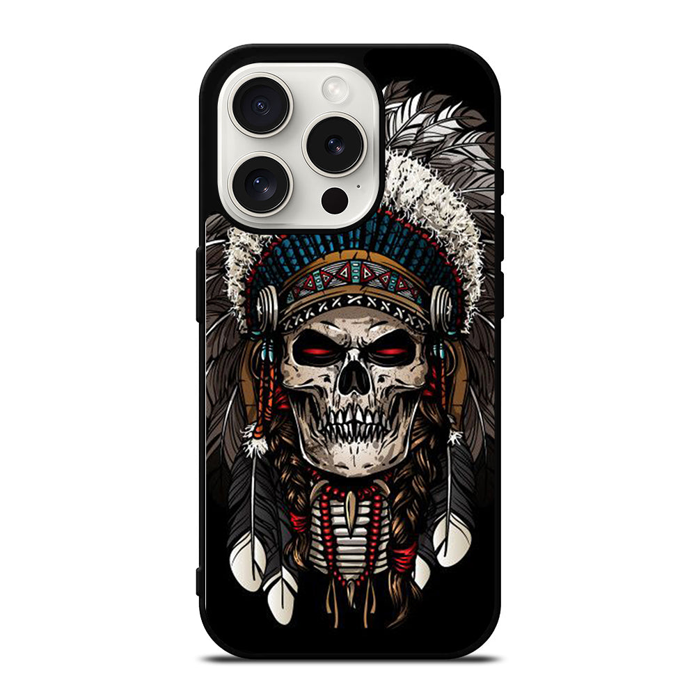 INDIAN FEATHER SKULL ART 2 iPhone 15 Pro Case Cover
