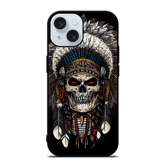 INDIAN FEATHER SKULL ART 2 iPhone 15 Case Cover