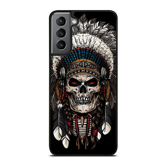 INDIAN FEATHER SKULL ART 2 Samsung Galaxy S21 Plus Case Cover