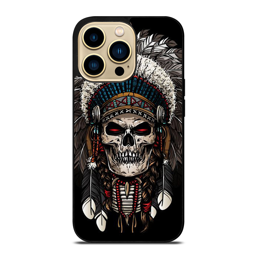 INDIAN FEATHER SKULL ART 2 iPhone 14 Pro Max Case Cover