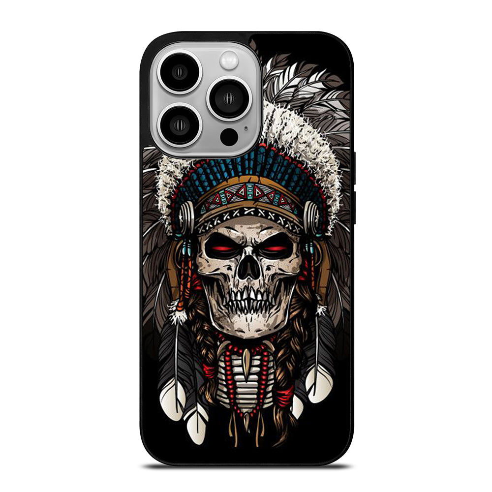 INDIAN FEATHER SKULL ART 2 iPhone 14 Pro Case Cover