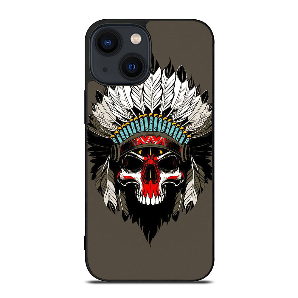 INDIAN FEATHER SKULL ART iPhone 14 Plus Case Cover
