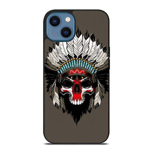 INDIAN FEATHER SKULL ART iPhone 14 Case Cover
