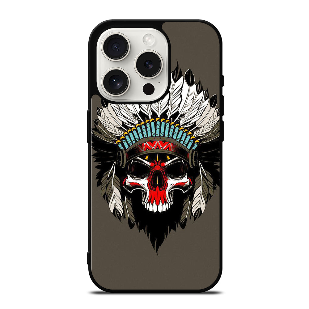 INDIAN FEATHER SKULL ART iPhone 15 Pro Case Cover