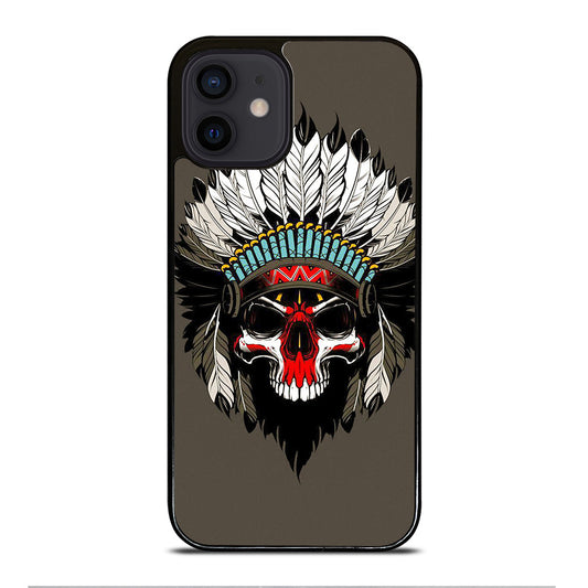 INDIAN FEATHER SKULL ART iPhone 12 Mini Case Cover