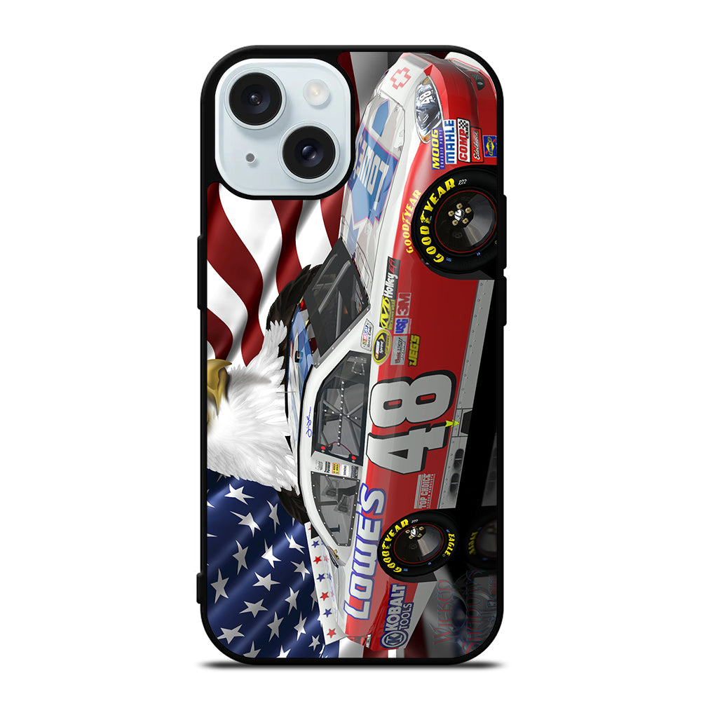 JIMMIE JOHNSON NASCAR AMERICAN FLAG iPhone 15 Case Cover