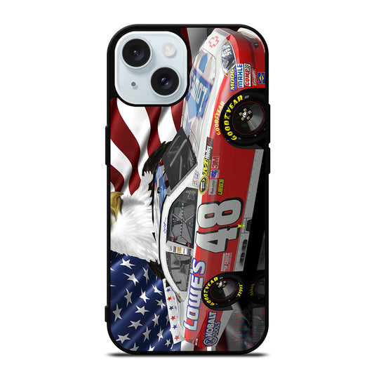 JIMMIE JOHNSON NASCAR AMERICAN FLAG iPhone 15 Case Cover