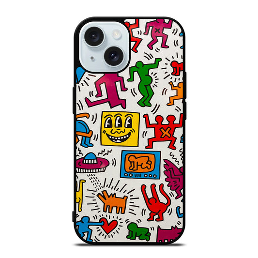 KEITH HARING PATTERN iPhone 15 Case Cover