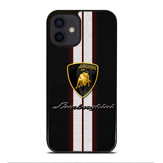 LAMBORGHINI WHITE STRIPE LOGO iPhone 12 Mini Case Cover