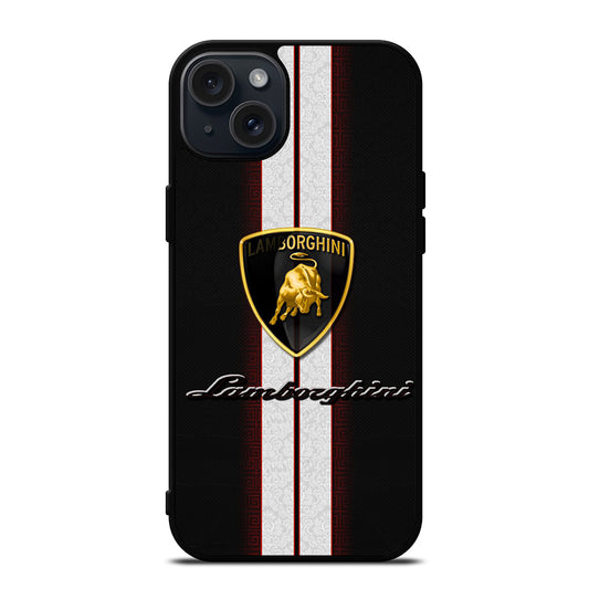 LAMBORGHINI WHITE STRIPE LOGO iPhone 15 Plus Case Cover