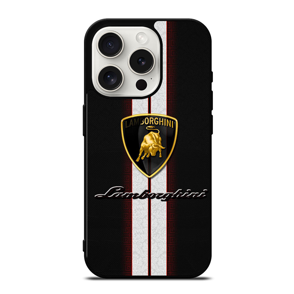 LAMBORGHINI WHITE STRIPE LOGO iPhone 15 Pro Case Cover