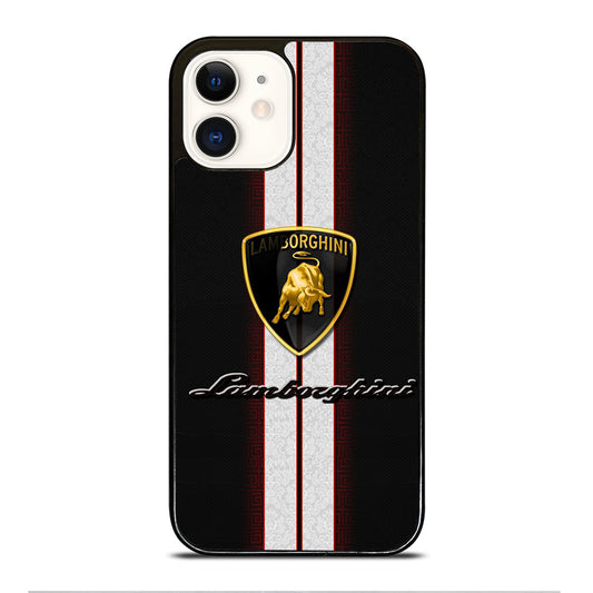 LAMBORGHINI WHITE STRIPE LOGO iPhone 12 Case Cover