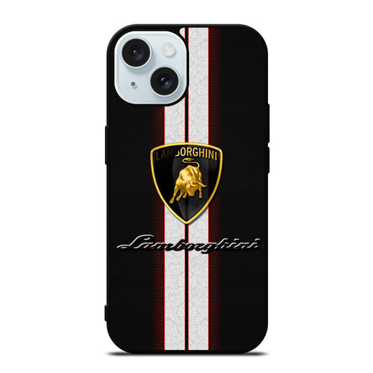 LAMBORGHINI WHITE STRIPE LOGO iPhone 15 Case Cover