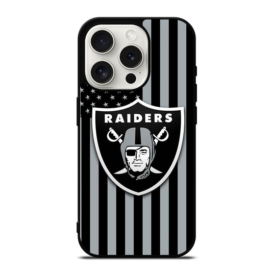 LAS VEGAS RAIDERS AMERICAN FLAG LOGO iPhone 15 Pro Case Cover