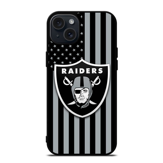 LAS VEGAS RAIDERS AMERICAN FLAG LOGO iPhone 15 Plus Case Cover