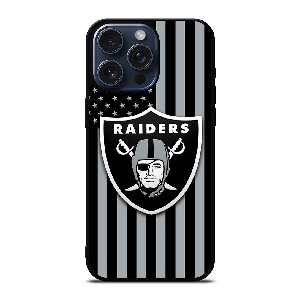 LAS VEGAS RAIDERS AMERICAN FLAG LOGO iPhone 15 Pro Max Case Cover