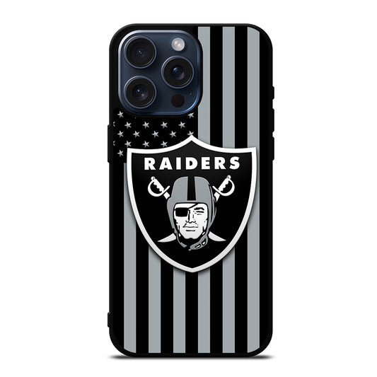 LAS VEGAS RAIDERS AMERICAN FLAG LOGO iPhone 15 Pro Max Case Cover