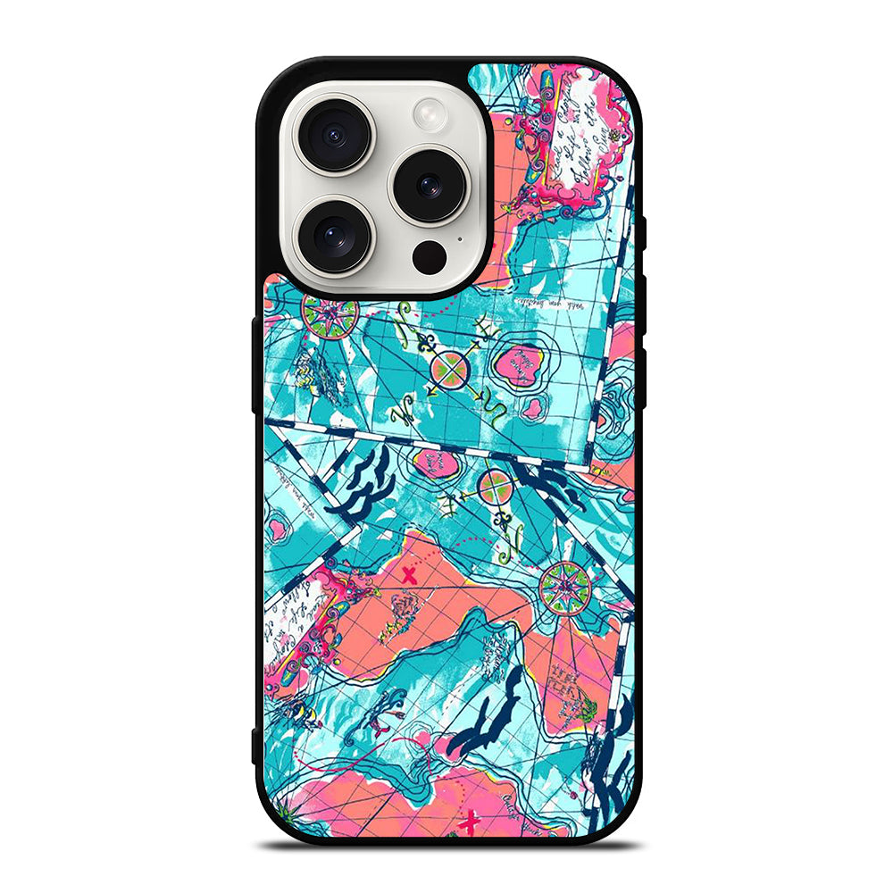 LILLY PULITZER WORLD MAPS iPhone 15 Pro Case Cover