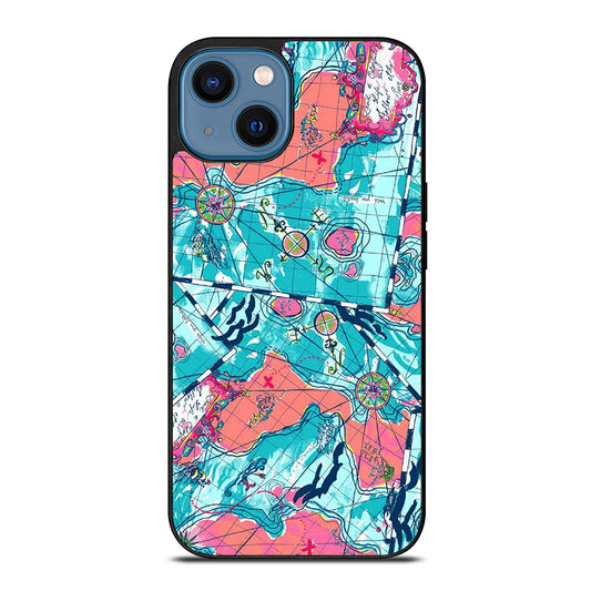 LILLY PULITZER WORLD MAPS iPhone 14 Case Cover
