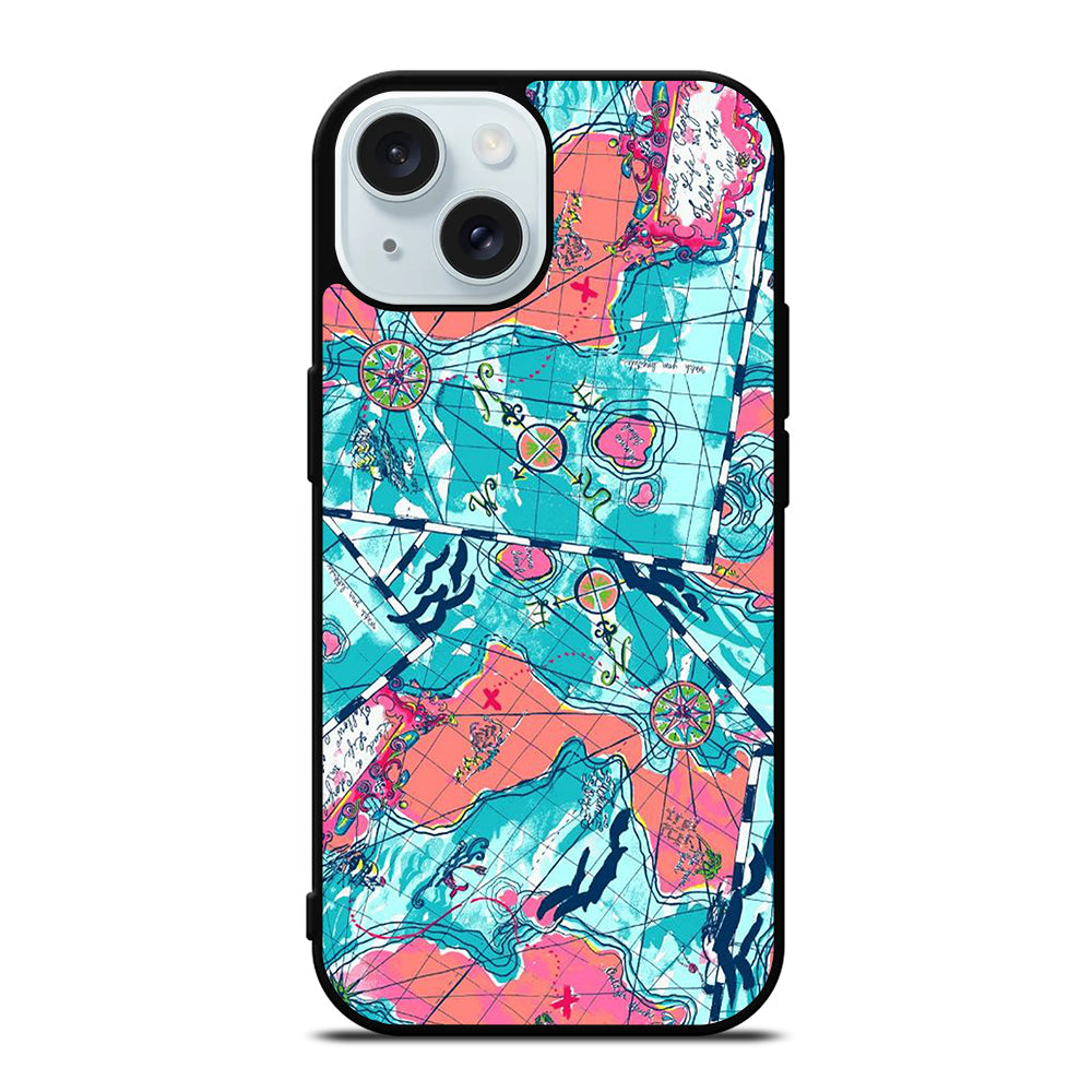 LILLY PULITZER WORLD MAPS iPhone 15 Case Cover