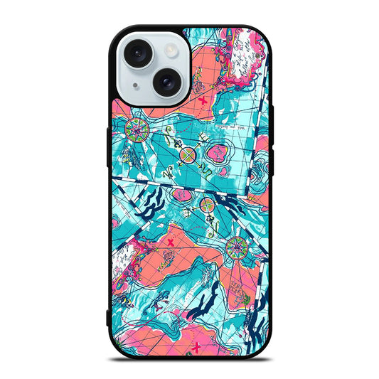 LILLY PULITZER WORLD MAPS iPhone 15 Case Cover