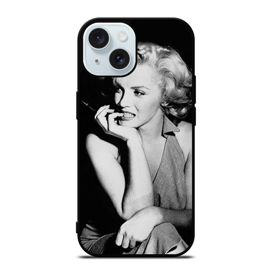MARILYN MONROE BLACK WHITE iPhone 15 Case Cover