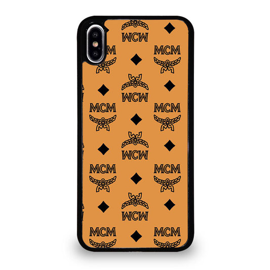 MCM WORLD WIDE BROWN LEATHER PATTERN iPhone XS Max Case Cover