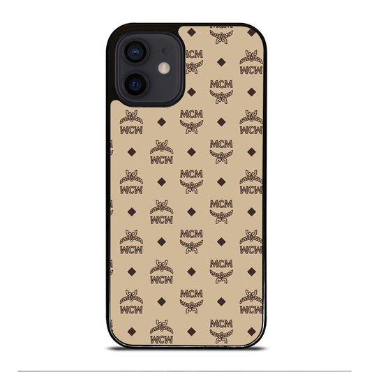 MCM WORLD WIDE BROWN LEATHER PATTERN 2 iPhone 12 Mini Case Cover