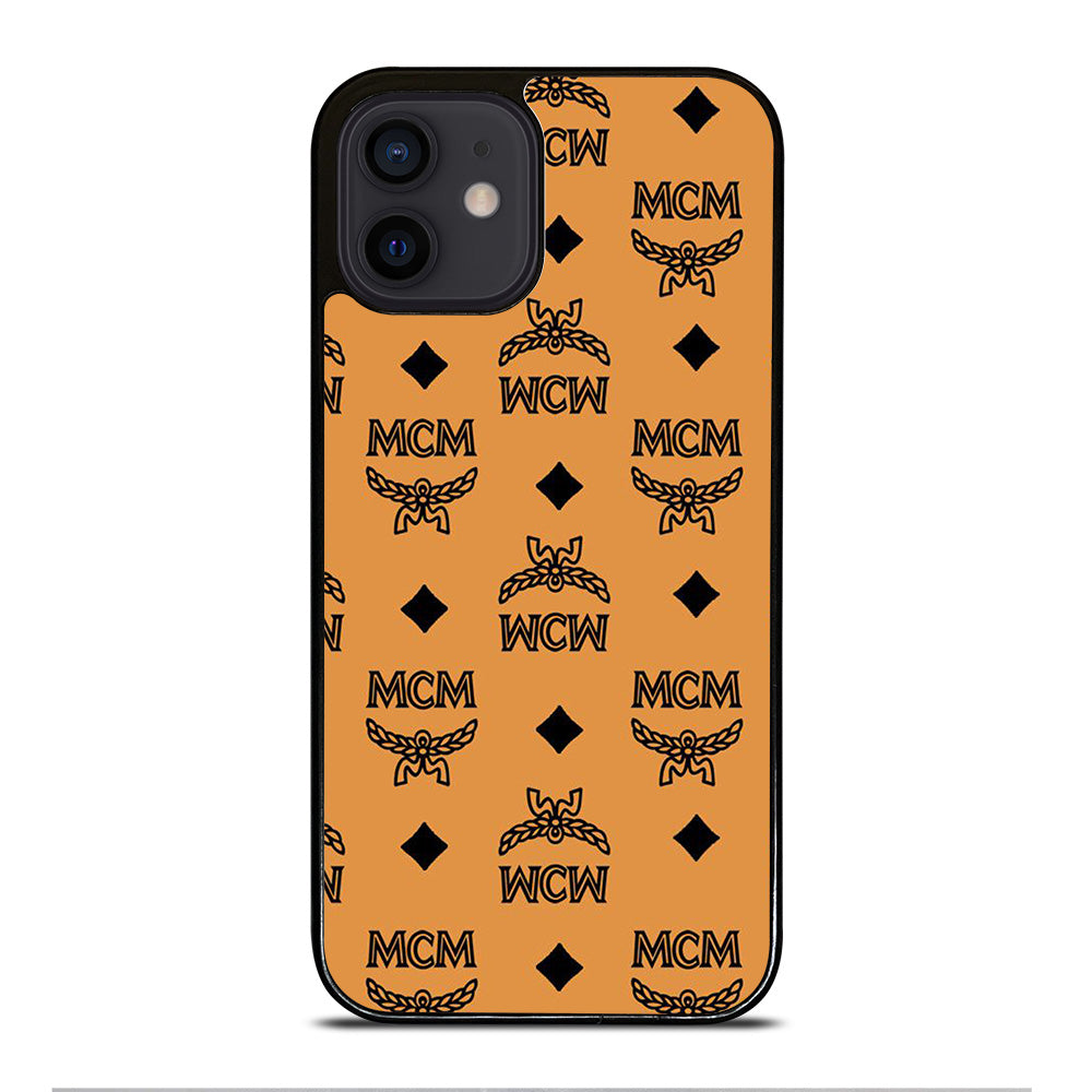 MCM WORLD WIDE BROWN LEATHER PATTERN iPhone 12 Mini Case Cover