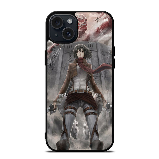 MIKASA ACKERMAN ANIME ATTACK ON TITAN iPhone 15 Plus Case Cover