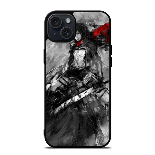 MIKASA ACKERMAN ATTACK ON TITAN ART iPhone 15 Plus Case Cover