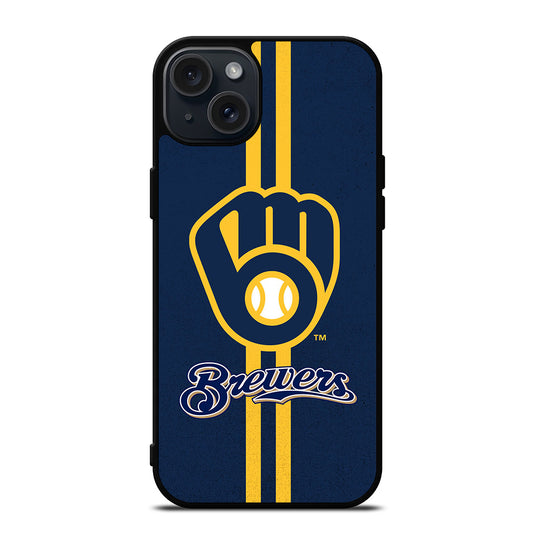 MILWAUKEE BREWERS STRIPE LOGO iPhone 15 Plus Case Cover