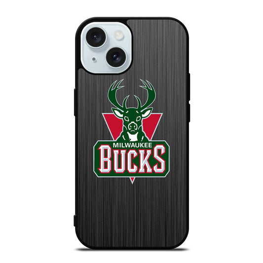 MILWAUKEE BUCKS METAL LOGO iPhone 15 Case Cover