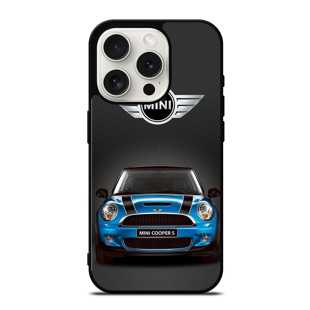 MINI COOPER BLUE CAR iPhone 15 Pro Case Cover