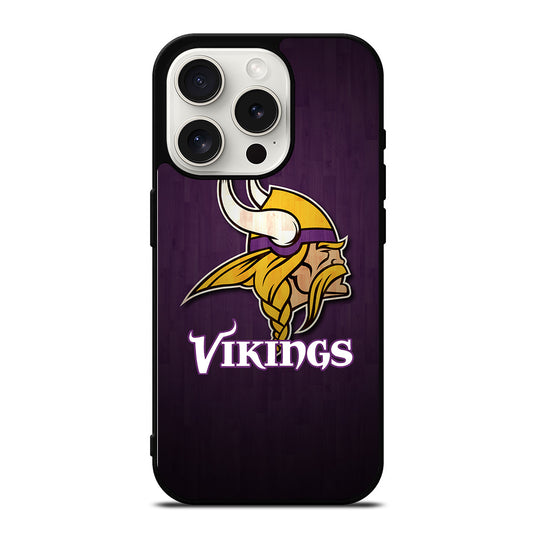 MINNESOTA VIKINGS WOODEN LOGO iPhone 15 Pro Case Cover