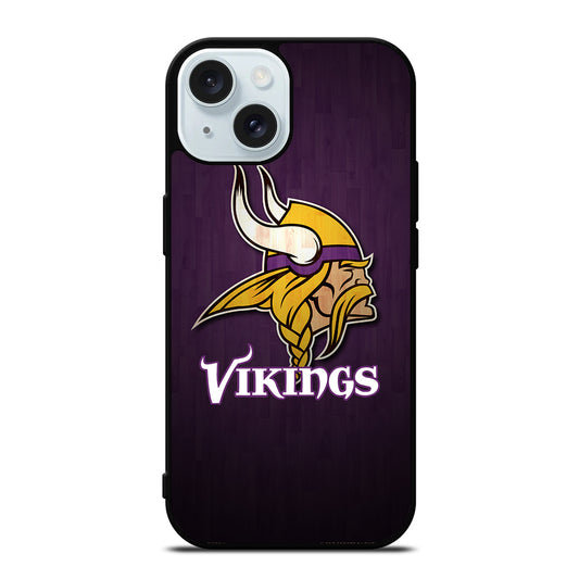 MINNESOTA VIKINGS WOODEN LOGO iPhone 15 Case Cover