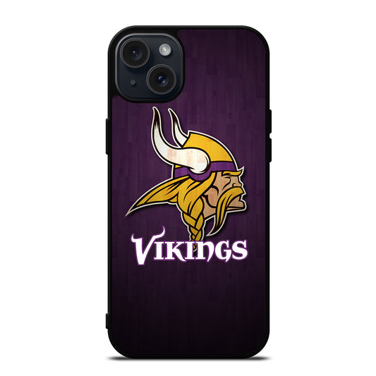 MINNESOTA VIKINGS WOODEN LOGO iPhone 15 Plus Case Cover