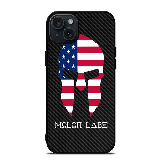 MOLON LABE AMERICAN FLAG CARBON LOGO iPhone 15 Plus Case Cover