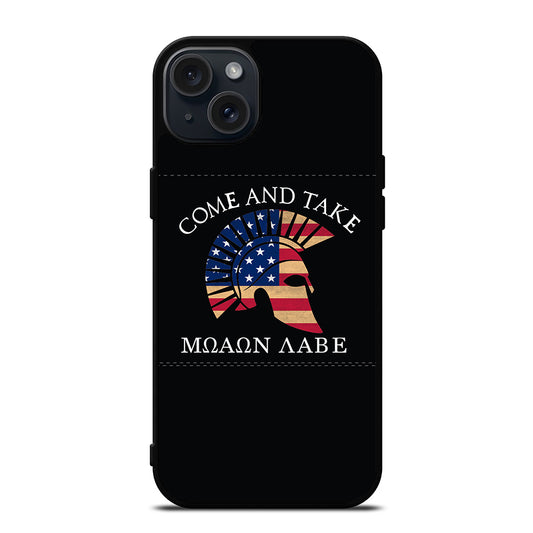 MOLON LABE AMERICAN FLAG HELMET iPhone 15 Plus Case Cover