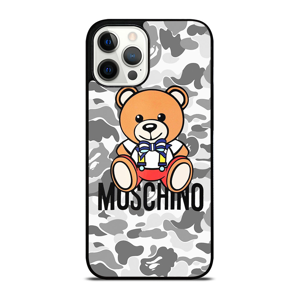 MOSCHINO TEDDY BEAR BAPE CAMO iPhone 12 Pro Max Case Cover