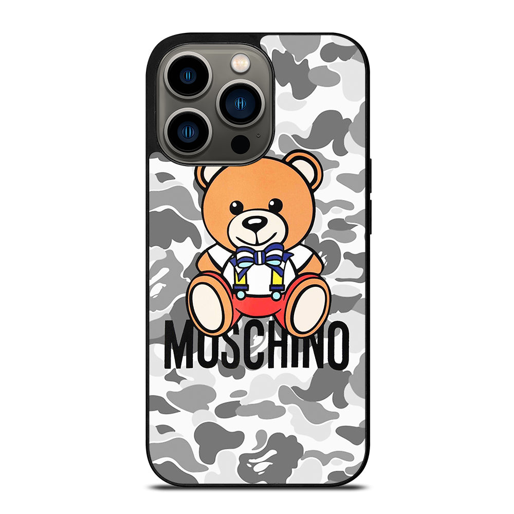 MOSCHINO TEDDY BEAR BAPE CAMO iPhone 13 Pro Case Cover