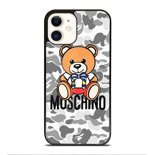 MOSCHINO TEDDY BEAR BAPE CAMO iPhone 12 Case Cover