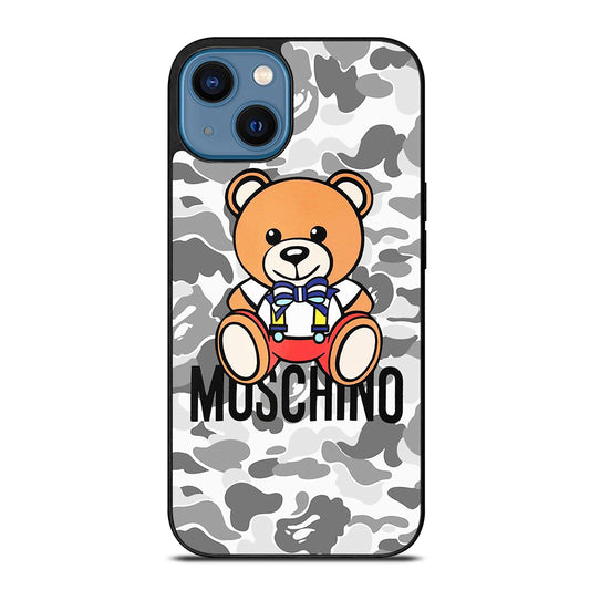 MOSCHINO TEDDY BEAR BAPE CAMO iPhone 14 Case Cover