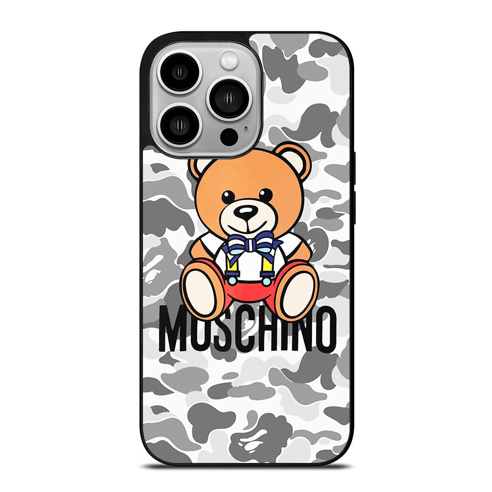 MOSCHINO TEDDY BEAR BAPE CAMO iPhone 14 Pro Case Cover