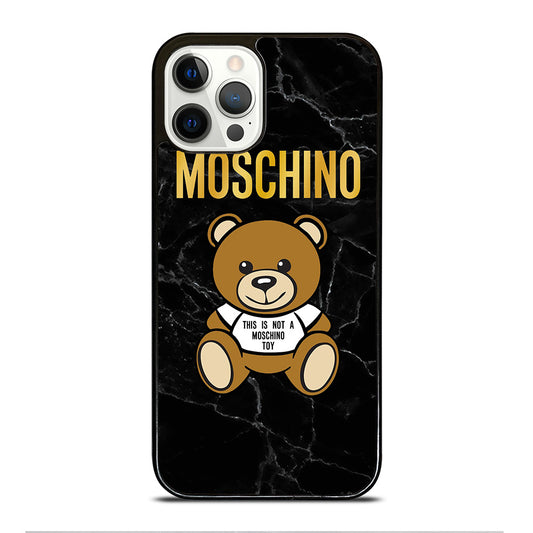 MOSCHINO TEDDY BEAR BLACK MARBLE iPhone 12 Pro Case Cover